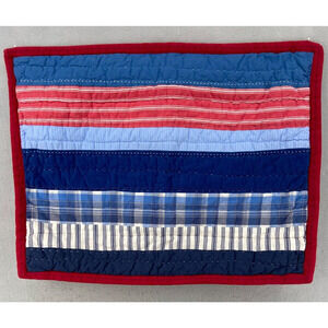 Pottery Barn Kids Patchwork Pillow Sham Quilted Plaid Red White Blue Qty 1‎